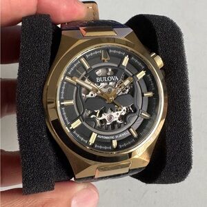 Bulova Maquina Black Gold Automatic Men's Watch - 97A148